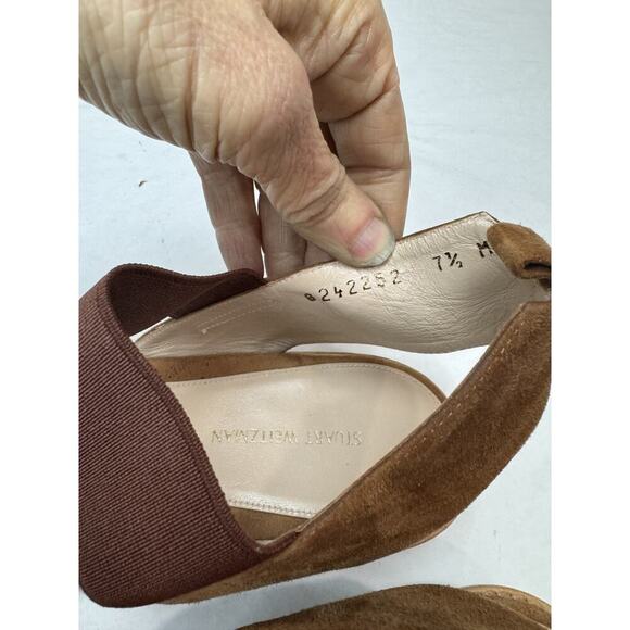 Stuart Weitzman The Topical Elastic Saddle Suede Strappy Sandals Boho 7.5 - Picture 5 of 9